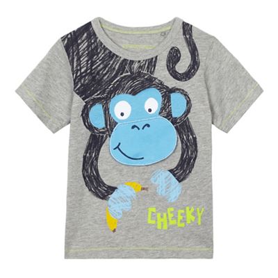 Boys' grey applique monkey t-shirt